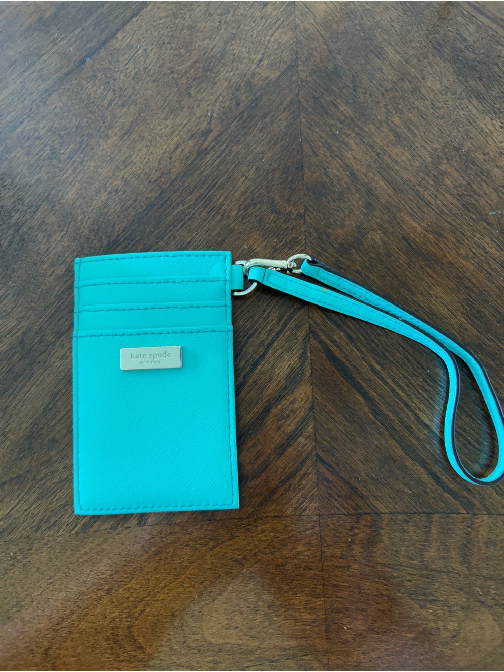 kate spade Turquoise Card Holder Wristlet with Gold Plate